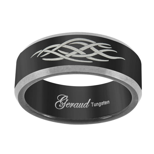 Tungsten Black Center Celtic Design Comfort-fit 8mm Sizes 7 - 14.5 Wedding Band