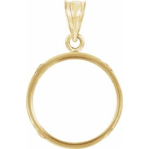 14K Yellow Gold 16 Mm Tab Back Polished Coin Frame Bezel Pendant
