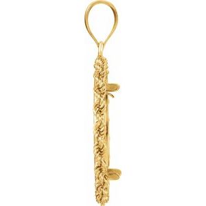 14K Yellow Gold 22 Mm Tab Back Polished Rope Coin Frame Bezel Pendant