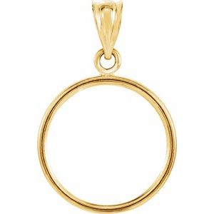 14K Yellow Gold 16 Mm Tab Back Polished Coin Frame Bezel Pendant