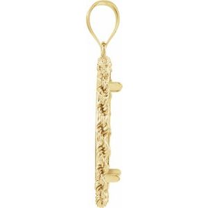 14K Yellow Gold Rope Coin Frame Bezel Pendant Mounting for 22.5x1.4 mm Coin