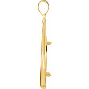 14K Yellow Gold 22 Mm Tab Back Polished Tear Drop Pendant Coin Frame Bezel