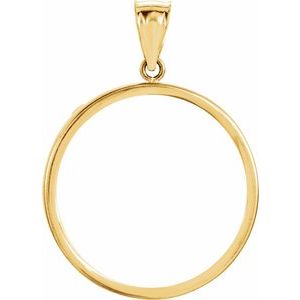 14K Yellow Gold 27 Mm Tab Back Polished Coin Frame Bezel Pendant