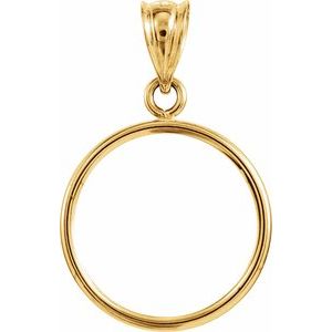 14K Yellow Gold 15 Mm Tab Back Polished Coin Frame Bezel Pendant
