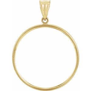 14K Yellow Gold 29 Mm Tab Back Polished Coin Frame Bezel Pendant