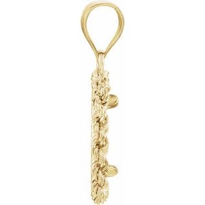 14K Yellow Gold 13 Mm Tab Back Polished Rope Coin Frame Bezel Pendant