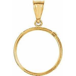14K Yellow Gold 19 Mm Tab Back Polished Coin Frame Bezel Pendant