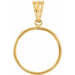 14K Yellow Gold 19 Mm Tab Back Polished Coin Frame Bezel Pendant