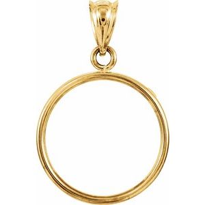 14K Yellow Gold 15.6 Mm Tab Back Polished Coin Frame Bezel Pendant
