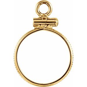 14K Yellow Gold 13 Mm Screw Top Polished Coin Edge Coin Frame Bezel Pendant