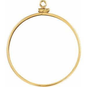 14K Yellow Gold 37 Mm Screw Top Polished Coin Edge Coin Frame Bezel Pendant