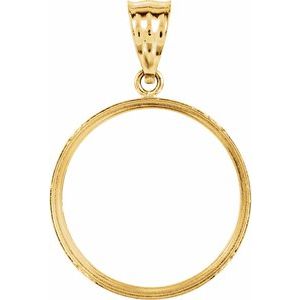 14K Yellow Gold 21.5 Mm Tab Back Polished Coin Frame Bezel Pendant