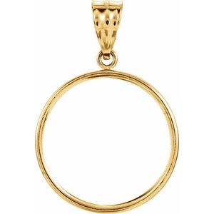 14K Yellow Gold 21.5 Mm Tab Back Polished Coin Frame Bezel Pendant
