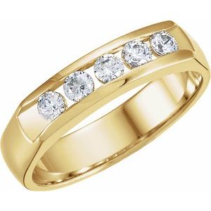 14K Yellow Gold 5/8 CTW Natural Diamond Band Size 7