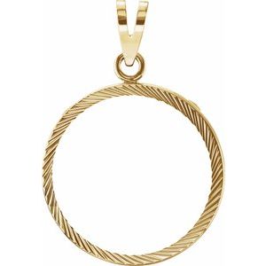 14K Yellow Gold 21.5 Mm Tab Back Polished Coin Frame Bezel Pendant Mounting