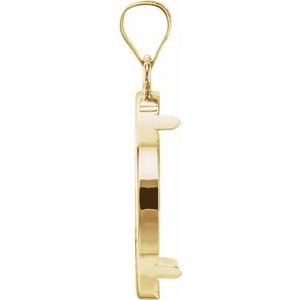 14K Yellow Gold 21.5 Mm Tab Back Polished Coin Frame Bezel Pendant Mounting