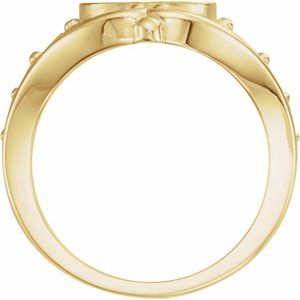 10K Yellow Gold Oval 10.2 X 7.8 Mm Brush Polished Signet Ring Size 6
