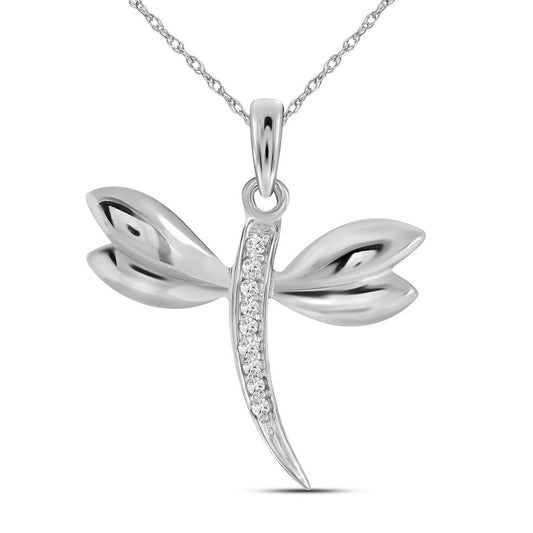 10K Yellow Or White Gold  Womens Round Diamond Butterfly Pendant .03 Cttw, Length: 0.67 In, Width: 0.47 In