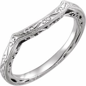 14K White Gold Round 5.8 Mm Polished Vintage-Inspired Matching Band Size 6