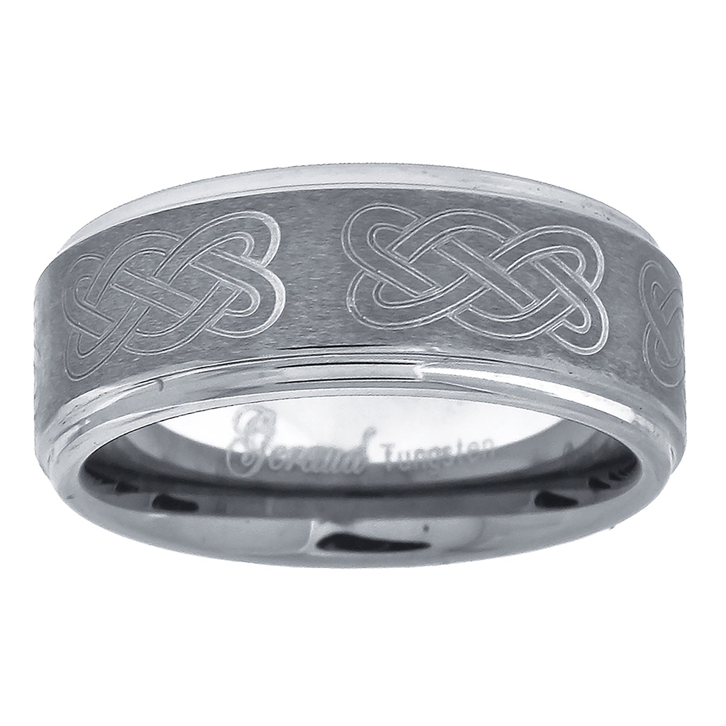 Tungsten Center Brushed Celtic Design Mens Comfort-fit 8mm Sizes 7 - 14 Bridal Anniversary Engagement Wedding Band