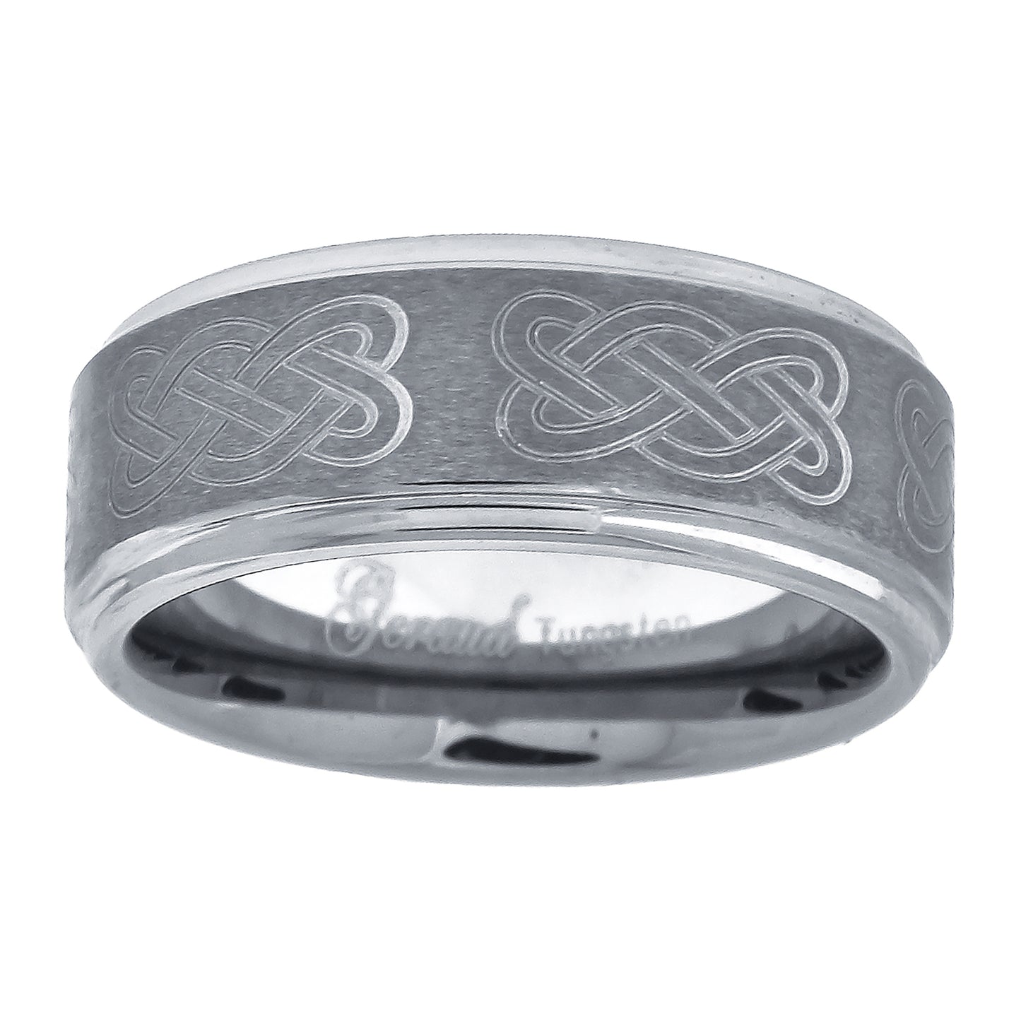 Tungsten Center Brushed Celtic Design Mens Comfort-fit 8mm Sizes 7 - 14 Bridal Anniversary Engagement Wedding Band