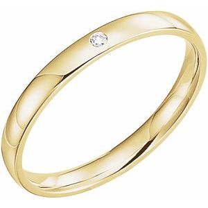 14K Yellow Gold .015 CT Natural Diamond Gypsy-Set Comfort-Fit Band Size 5.5