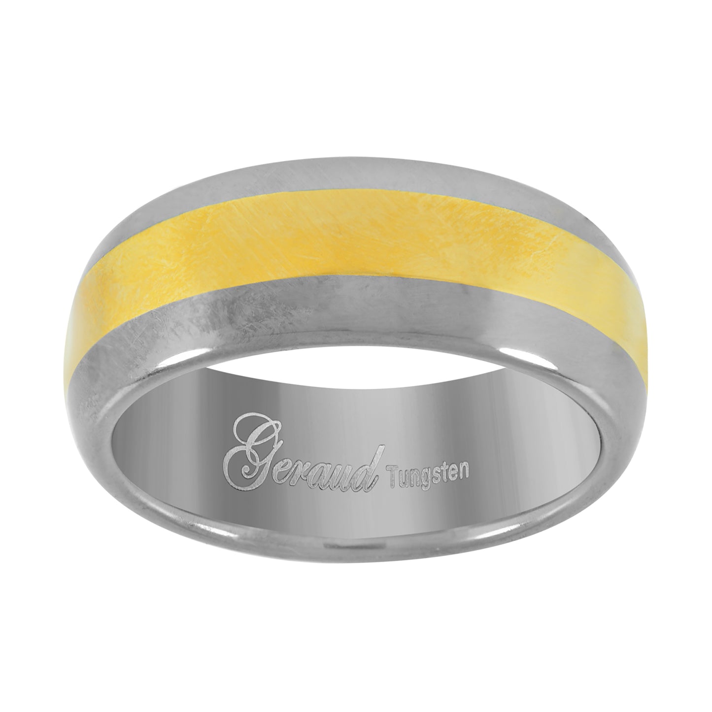 Tungsten Gold-tone Center Dome Mens Comfort-fit 8mm Sizes 7 - 14 Bridal Anniversary Engagement Wedding Band