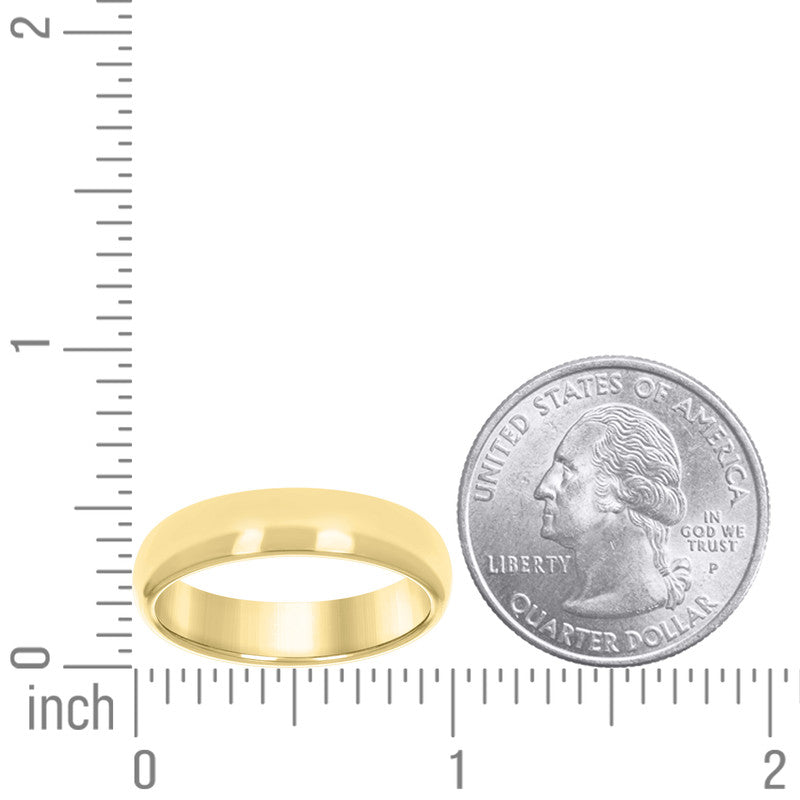 Tungsten Polished Gold-tone Dome Mens Comfort-fit 6mm Sizes 7 - 14.5 Wedding Band