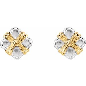 Sterling Silver & 14K Yellow Gold 14.5 X 14.5 Mm Friction Back Freeform Knot Earring