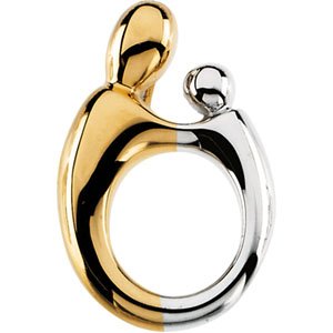 14K Yellow/White Gold 20.5 x 13.5 mm Mother and Child Slide Pendant