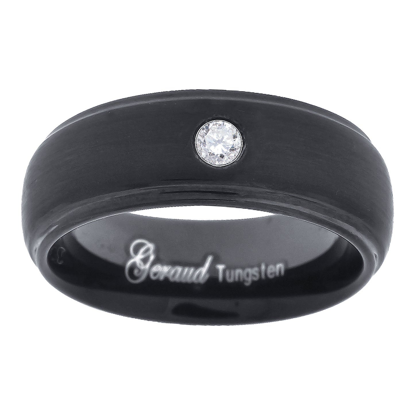 Tungsten Black Cubic Zirconia Step Edges Mens Comfort-fit 6mm Sizes 7 - 14 Bridal Anniversary Engagement Wedding Band