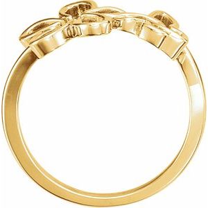 14K Yellow Gold Polished Floral And Butterfly Ring Size 7