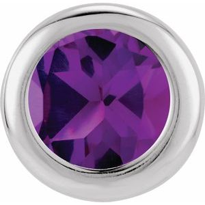 14K White Gold Round 6 Mm Imitation Amethyst Birthstone Pendant