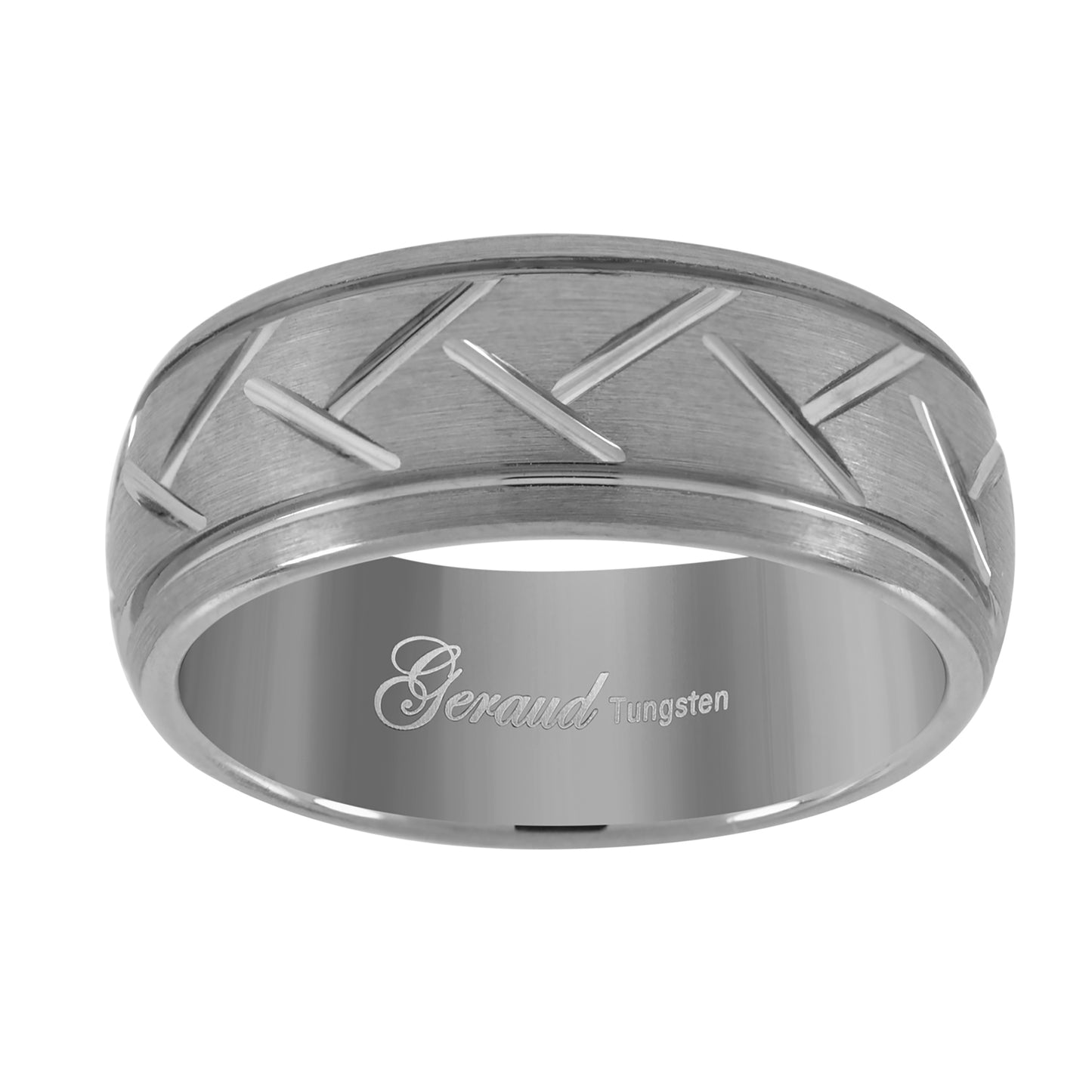 Tungsten Dome Grooved Mens Comfort-fit 8mm Sizes 7 - 14 Bridal Anniversary Engagement Wedding Band