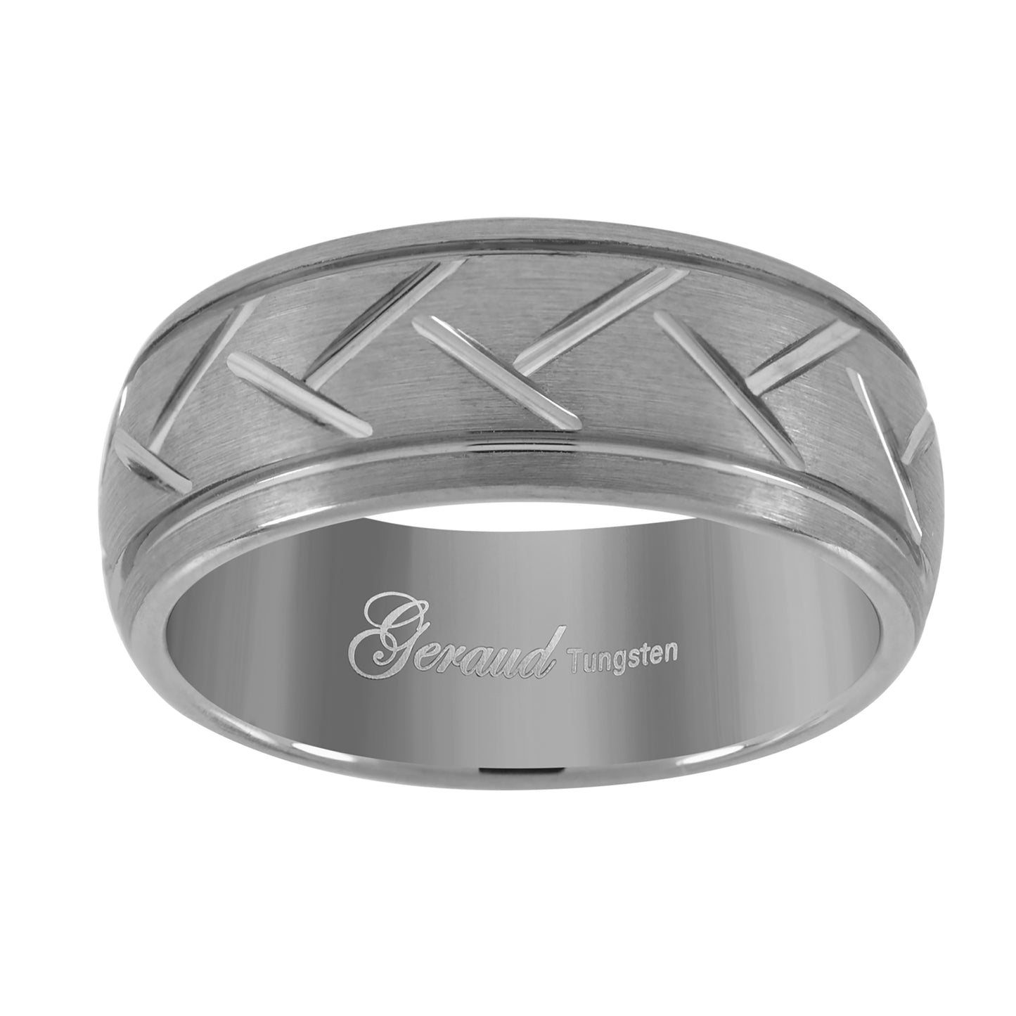 Tungsten Dome Grooved Mens Comfort-fit 8mm Sizes 7 - 14 Bridal Anniversary Engagement Wedding Band