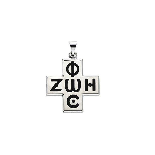 Sterling Silver 24 X 24 Mm Polished Phos Zoe Cross Pendant