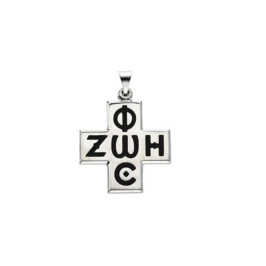 Sterling Silver 24 X 24 Mm Polished Phos Zoe Cross Pendant