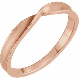 14K Rose Gold Bead Blast/Polished 7 3 Mm Polished Twisted Stackable Ring Size 7