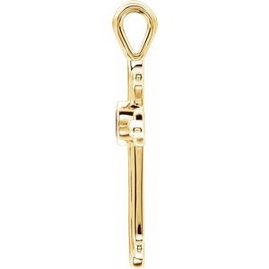 14K Yellow Gold Round 3 Mm Natural Ruby Cross Pendant