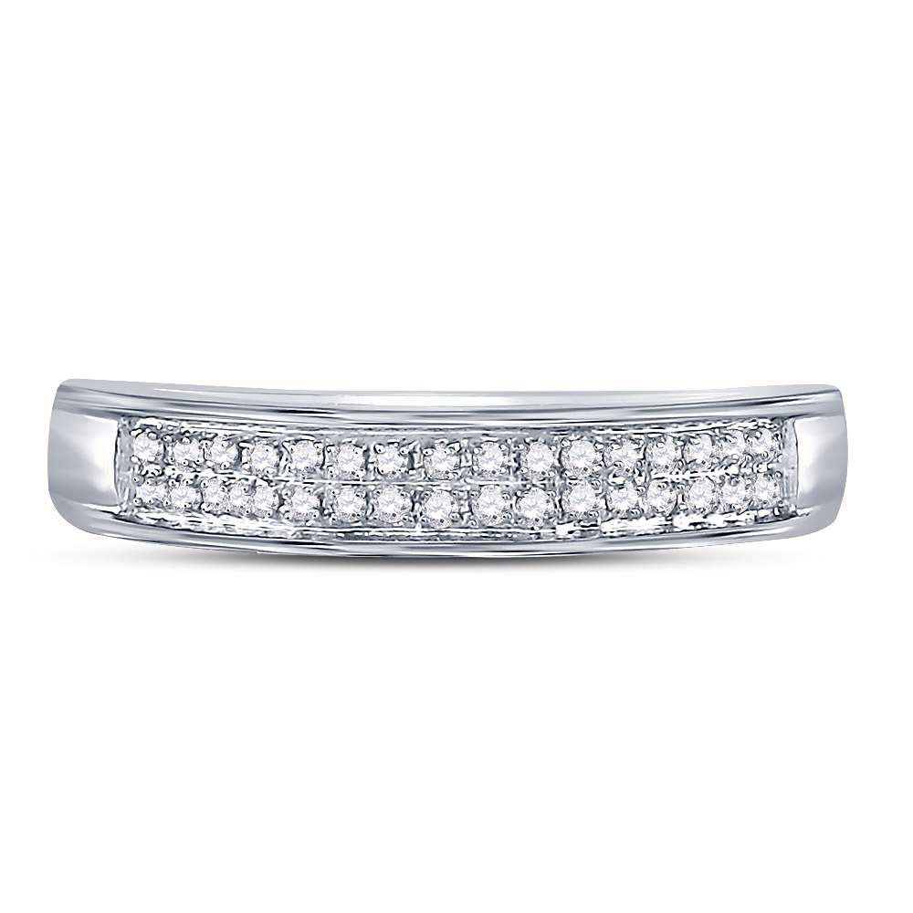 10K White Gold Womens Round Diamond Double Row Band Ring 1/10 Cttw, Womens Size: 5-10