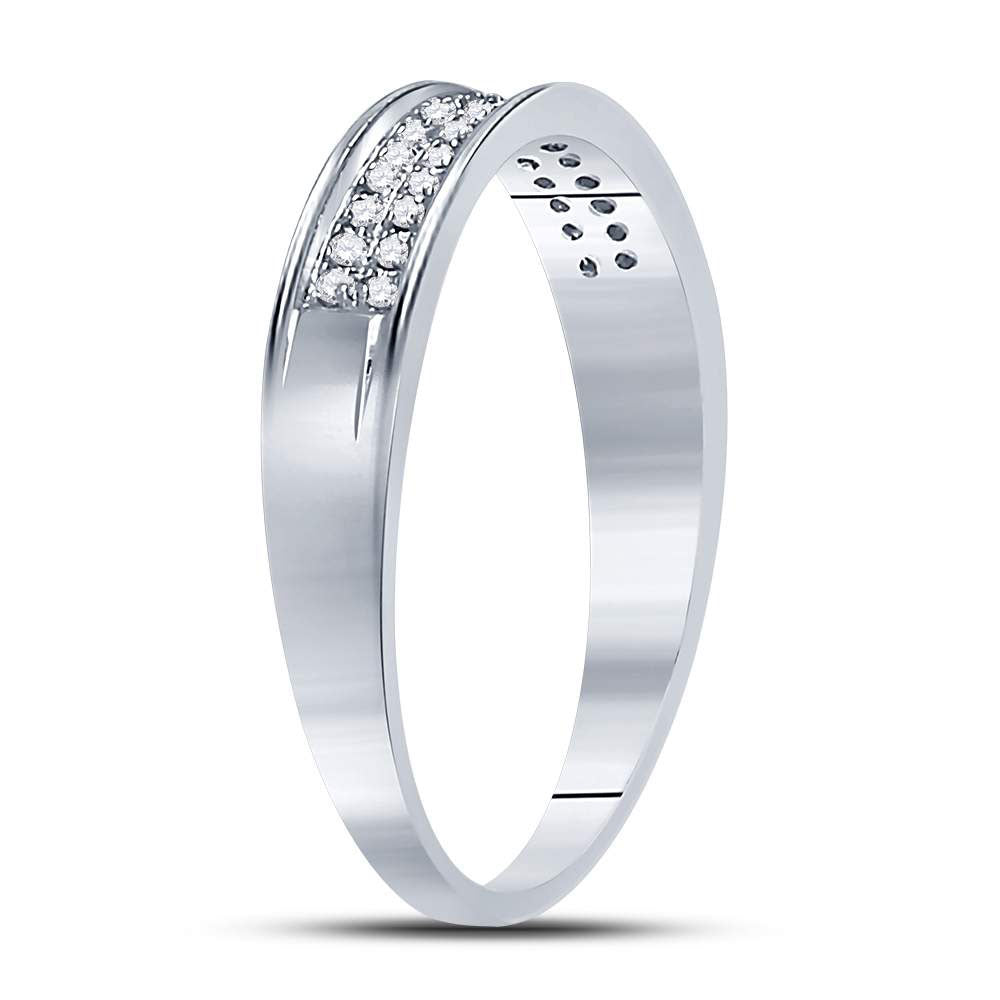 10K White Gold Womens Round Diamond Double Row Band Ring 1/10 Cttw, Womens Size: 5-10