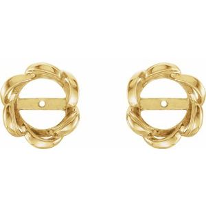 14K Yellow Gold 7 Mm Pair Polished Floral-Inspired Earring Jackets