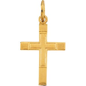 14K Yellow Gold 13 X 9 Mm Polished Youth Cross Pendant