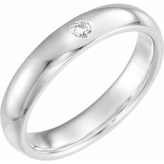 14K White Or Yellow Gold Round 2.5 Mm X 4 Mm Si2-Si3, G-H Polished .06 Ct Natural Diamond Gypsy-Set Comfort-Fit Band