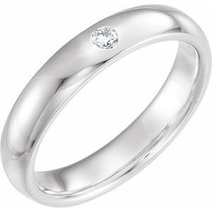 14K White Gold 4 Mm Si2-Si3, G-H Polished .06 Ct Natural Diamond Gypsy-Set Comfort-Fit Band Size 6