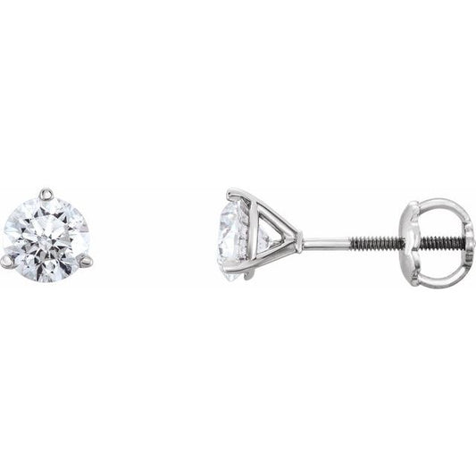14K White Gold Round Pair 4.5Mm Natural Diamond Earrings