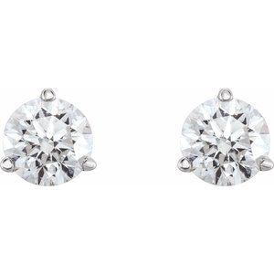 14K White Gold Round 3.4Mm Natural Diamond 3-Prong Earrings