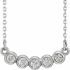 14K White Gold Round 2.5Mm Gh Si1-Si2 1/3 Ctw Lab Grown Diamond Bar Necklace, Length: 18 In