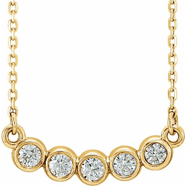 14K Yellow Gold Round 2.5Mm Si1-Si2, Gh 16-18 In Polished 1/3 Ctw Lab Grown Diamond Bar Necklace