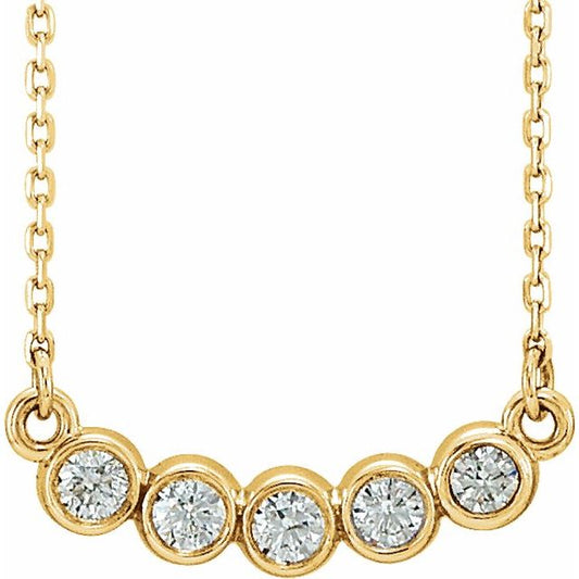 14K Yellow Gold Round 2.5Mm Si1-Si2, Gh 16-18 In Polished 1/3 Ctw Lab Grown Diamond Bar Necklace